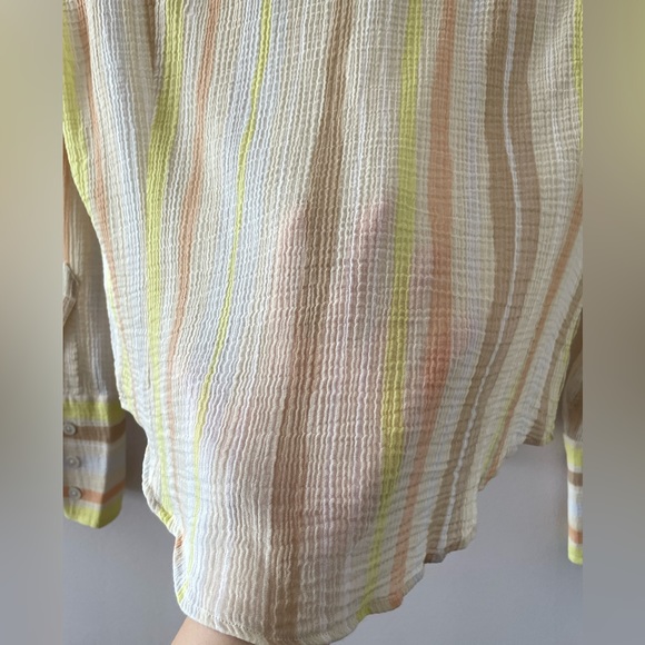 CLUB MONACO Cotton Striped Button Down Lightweight Long Sleeve Shirt Size Large - Picture 7 of 7